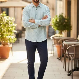 dyeking Men Regular Fit Solid Spread Collar Casual Shirt image 4