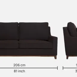 woodsworth from pepperfry Diego Fabric 3 Seater Sofa In Chestnut Brown Colour image 2