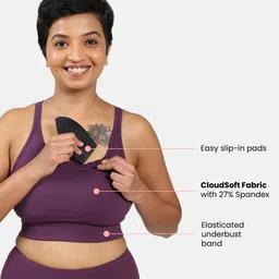 Blissclub The Ultimate Criss-Cross Sports Cloud Soft fabric Removable Padding Bra image 3