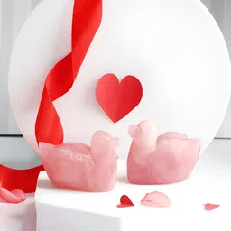 Shubhanjali Rose Quartz Duck Valentine Pair Showpiece-image-9