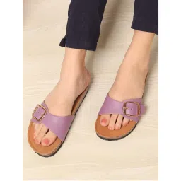 ELLE Women Purple Bold Buckle Comfort Slide Sandals-picture-19