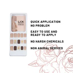 LICK 30 Pcs Glossy Stones Fake nails-Artificial Press On Nails - Nude image 2