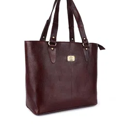 HiLEDER Women Pure Leather Structured with Applique Tote Handbag image 2