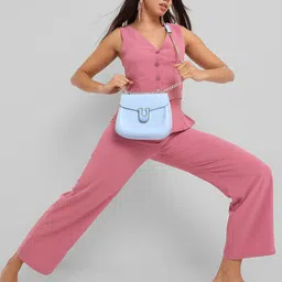 HAUTE SAUCE by Campus Sutra Structured Sling Bag with Buckle Detail image 4