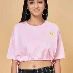 Coolsters by Pantaloons Girls Drop Shoulder Sleeves Cotton Crop T-shirt-image-25