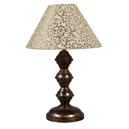 Rust Fabric Shade Table Lamp With Copper Base By Foziq image 3