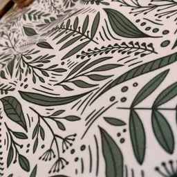 akira Green Leaves on Light Beige BG (Leafy)- Table Runner- 12X72 Inches image 4