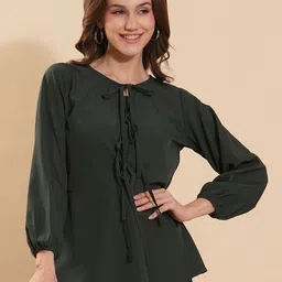 Fashfun Bishop Sleeves Crepe Peplum Top-picture-38