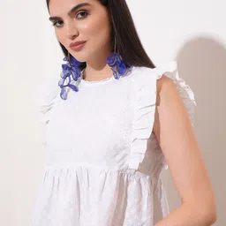 Vishudh Flutter Sleeve Cotton Peplum Top image 2