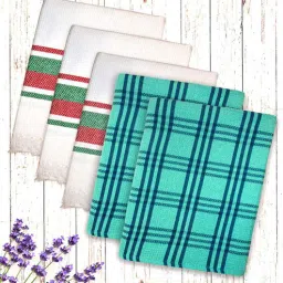 athom living Multicolor Cotton Checkered 215 GSM Bath Towels Pack of 5-picture-20