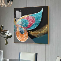 the next decor Chromatic Feather Glass Finish Square Wall Art image 4