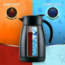 borosil 1.5 L Vacuum Insulated Teapot, 18 Hrs Hot & 24 Hrs Cold Carafe, BPA Free, Black 1500 ml Flask image 3