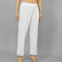 srp collection Women Regular Fit White Viscose Rayon Trousers image 4