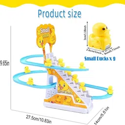 bantas Duck Slide Toy Set, Automatic Stair Track Set for Kids, Lights & Music 3 Duck image 3