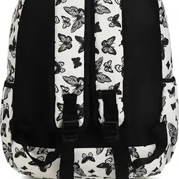 tottica Medium 25 L Laptop Backpack Stylish Black & White Butterfly Print Backpack for School & Travel image 2