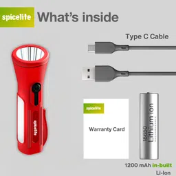 spicelite FLP 201 2W LED Torch with Multi Mode, SOS Mode, 1W Side Light, USB-C Pocket Torch image 5