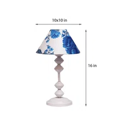 Galaxy Blue Fabric Shade Night Lamp With Metal Base By Foziq image 3