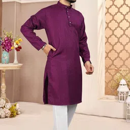 foxdx Men Solid Viscose Rayon Straight Kurta image 5