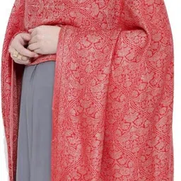 Woven Wool Blend Women Red Scarf, Stole, Fancy Scarf-image-73