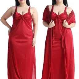 Pack of 2 Women Nighty with Robe-image-6