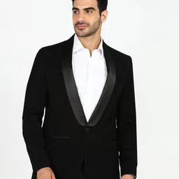 park avenue Men Solid Single Breasted Formal Blazer-picture-19