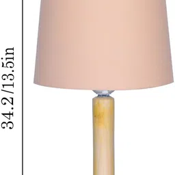 glowhere Modern Pinewood Table Lamp, Pink Fabric Shade for Bedroom & Living Room Table Lamp image 3