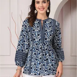 aavira Casual Regular Sleeves Printed Women Dark Blue Top image 2