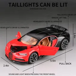 pezyox 1:32 Bugatti Chiron zinc Alloy Pull Back Car image 2