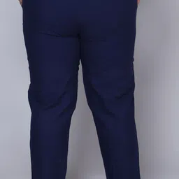 aavoni Women Regular Fit Dark Blue Pure Cotton Trousers image 2