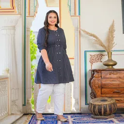 yash gallery Casual Regular Sleeves Striped Women Blue Top image 1