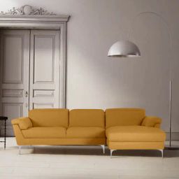 casacraft from pepperfry Honora Leatherette LHS Sectional Sofa (2+ Lounger) in Yellow Color-picture-14