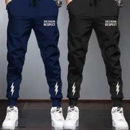 skyrow Pack of 2 Men Printed Black Track Pants-picture-13