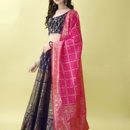 swami studio Embellished, Floral Print, Self Design Semi Stitched Lehenga Choli image 5