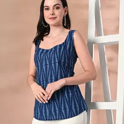 metronaut Casual Sleeveless Printed Women Black Top-picture-25