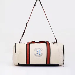 bewakoof 27.2 L Gym Duffel Bag - Official Dc Merchandise Unisex Superman Varsity Typography - Beige image 3