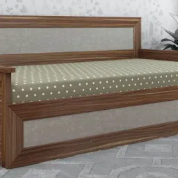 crystal furnitech Herald Pull-Out Sofa Cum Bed in Cairo Walnut & White Finish with Storage & Mattress image 1