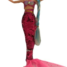 shizuha Mermaid Fashion Doll with Blue Hair, Pink Sequin Tail, Underwater Display Box-picture-27