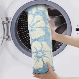 Blue Floral Polyester AntiSkid Bathmat by Obsessions image 2