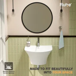 ruhe Delphi Half Pedestal Wash Basin | Premium Bathroom Sink | Half Pedestal Wall Mount Basin for Bathroom and Luxury Hotel| 13.4x14.5x10 Inche Semi-pedestal Basin image 4