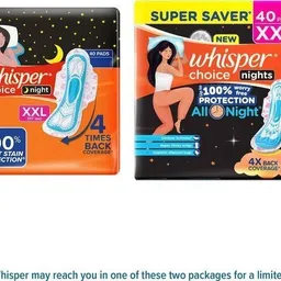 whisper bindazzz ultra all night heavy flow 0 leaks 44 pcs pkt gtre 80 Sanitary Pad image 2