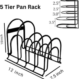 fangruik Utensil Kitchen Rack 5 Tier Kitchen Pot Pan Organizer Rack Durable Metal Stand Iron image 2