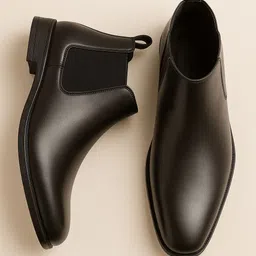 posewalk Stylish Black Synthetic Leather Chelsea Boots For Men Slip on Formal Boots Boots For Men image 4