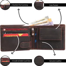 g & h Men Formal, Travel Brown Genuine Leather RFIDWallet image 2