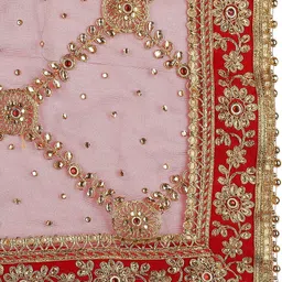 dupatta bazaar Net Embroidered Red Women Dupatta image 5