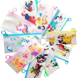 dallao 40 Cartoon Plastic Stationery Zip Pouch For Pen Pencil & Multi Utility cartoon Art Plastic Pencil Boxes image 5