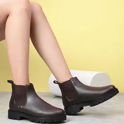 roadster Chelsea Boots – Slip-On Ankle with Lug Sole Boots For Women-picture-17