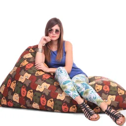 style homez XXL Pyramid Cotton Canvas Abstract Printed Lounger Bean Bag With Bean Filling image 5