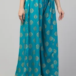 fambee Women Flared Green Viscose Rayon Trousers image 5