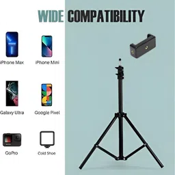 FITRIC 7 Ft Mobile Tripod Stand with Phone Mount & Ball Head Compatible with DSLR Tripod Ball Head, Tripod Clamp image 3