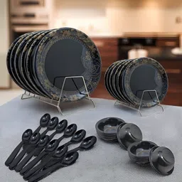 inpro Pack of 36 Melamin Dinner Set Contains 6 Full Plates ,6 Half Plates, 12 Bowls & 12 Spoons Dinner Set-picture-35
